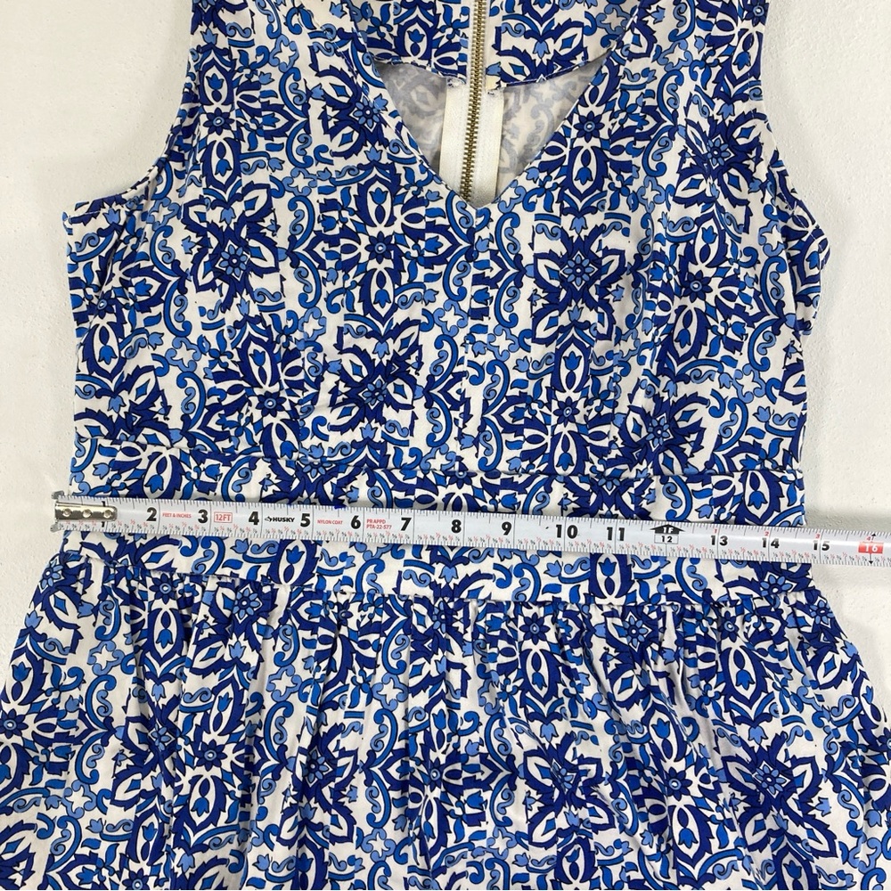 Milly for Design Nation Banvin Blue White Floral Sleeveless Fit Flare Dress 10 - Picture 6 of 16